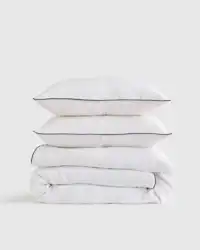 Quince Euro Linen Piped Duvet Cover Set